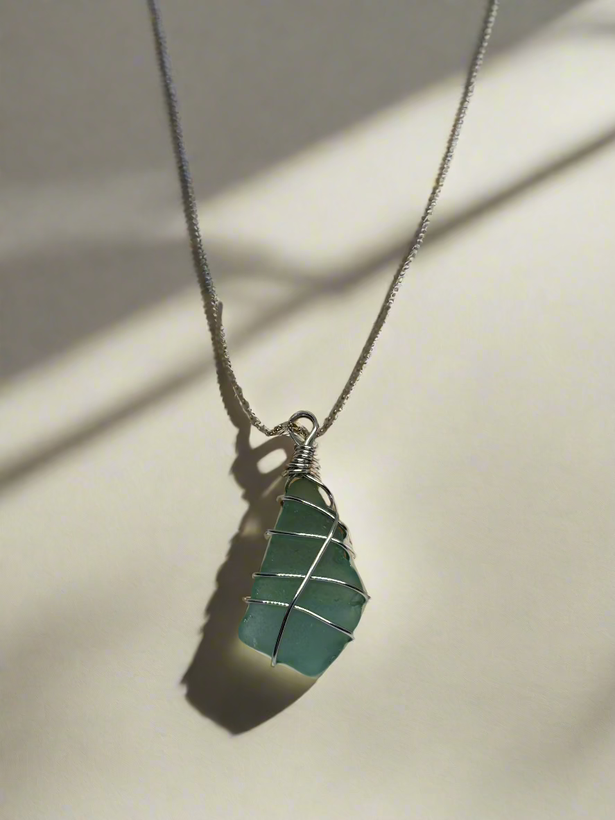 Blue Seaglass Necklace